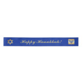Happy Hanukkah. Gold Menorah & Star von David Gesc Satinband (Vorderseite)
