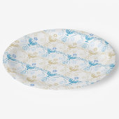 Happy Hanukkah Gold Menorah Vintage Pattern Pappteller (Schrägansicht)