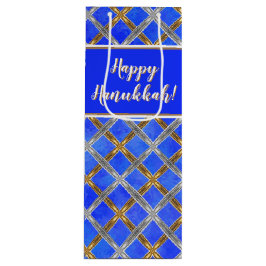 Happy Hanukkah Gold, Silber und Weiß Schnürsenkel Geschenktüte Für Weinflaschen