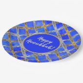 Happy Hanukkah Gold, Silber und Weiß Schnürsenkel Pappteller (Schrägansicht)