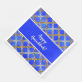 Happy Hanukkah Gold, Silber und Weiß Schnürsenkel Serviette (Ecke)