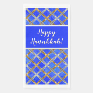 Happy Hanukkah Gold, Silber und Weiß Schnürsenkel Serviette