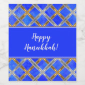 Happy Hanukkah Gold, Silber und Weiß Schnürsenkel Weinetikett (Einzelnes Label)
