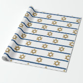 Happy Hanukkah Gold Star von David White Blue Geschenkpapier (Ungerollt)