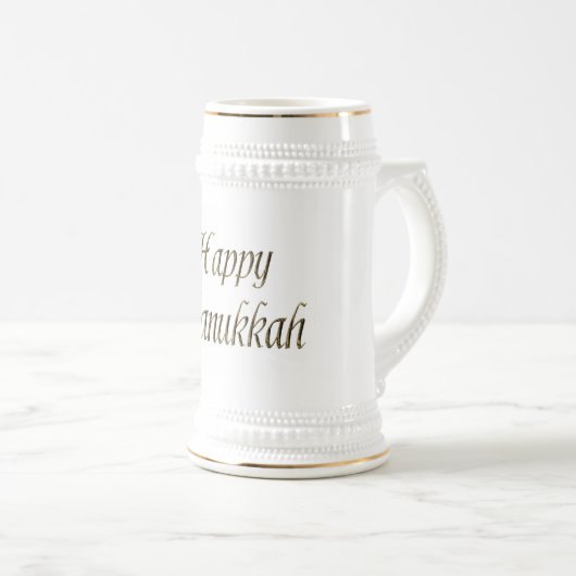 Happy Hanukkah Gold Typografie Elegant Chanukah Bierglas (VorderseiteRechts)