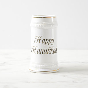 Happy Hanukkah Gold Typografie Elegant Chanukah Bierglas