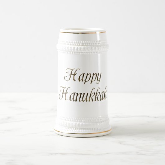 Happy Hanukkah Gold Typografie Elegant Chanukah Bierglas (Mittel)