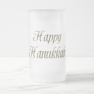 Happy Hanukkah Gold Typografie Elegant Chanukah Mattglas Bierglas
