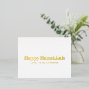 Happy Hanukkah Gold Typografie minimalistische Sit Folien Feiertagspostkarte