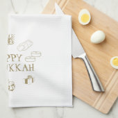 Happy Hanukkah goldweiß Brauch niedlich Geschirrtuch (Viertel Falte)