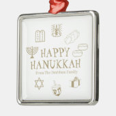 Happy Hanukkah Goldweiße individuelle Name bevorzu Ornament Aus Metall (Links)