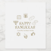 Happy Hanukkah Goldweiße individuelle Name Geschen Weinetikett (Einzelnes Label)