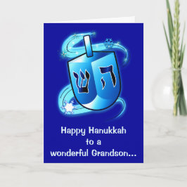Happy Hanukkah Grandson mit Spinning Dreidel Feiertagskarte