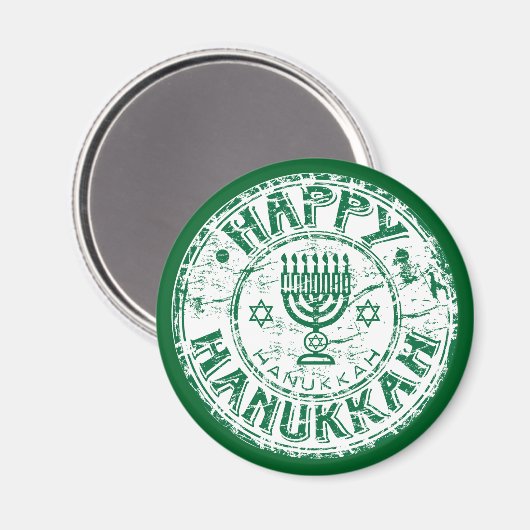 Happy Hanukkah Green Magnet (Vorderseite/Rückseite)