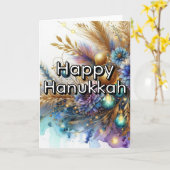 Happy Hanukkah Greeting Card - Blue Gold Abstract  Karte (Gelbe Blume)