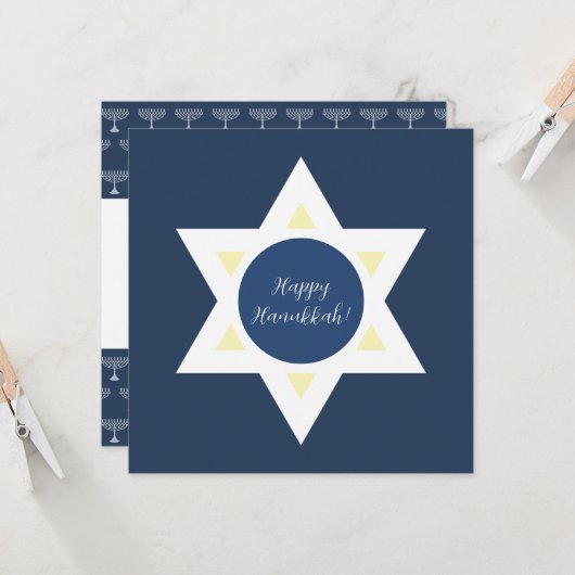 Happy Hanukkah Greetings Karte (Vorderseite/Rückseite Beispiel)