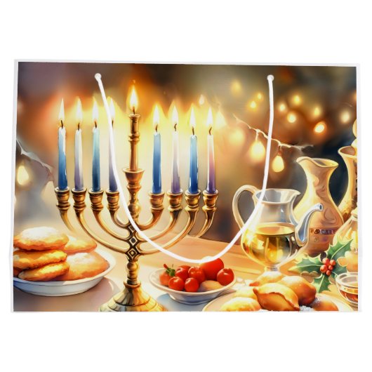 Happy Hanukkah Große Geschenktüte (Rückseite)