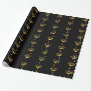 Happy Hanukkah Gruß mit Golden Menorah Geschenkpapier