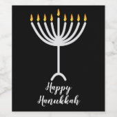Happy Hanukkah Gruß mit Menorah Illustration Weinetikett (Einzelnes Label)