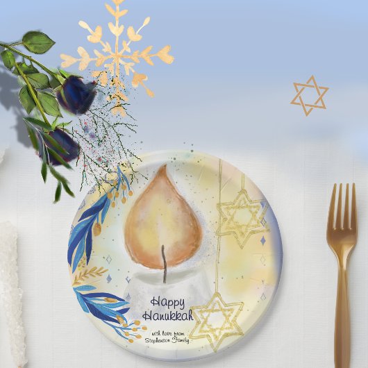 Happy Hanukkah Grußkerzenlicht Pappteller