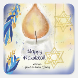 Happy Hanukkah Grußkerzenlicht Runder Aufkleber
