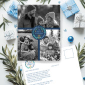 Happy Hanukkah Hand Gezeichnet CUSTOM 3 FOTO Urlau Postkarte