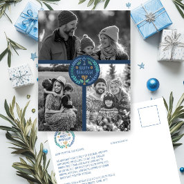 Happy Hanukkah Hand Gezeichnet CUSTOM 3 FOTO Urlau Postkarte