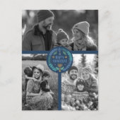 Happy Hanukkah Hand Gezeichnet CUSTOM 3 FOTO Urlau Postkarte (Vorderseite)