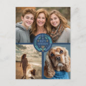 Happy Hanukkah Hand Gezeichnet CUSTOM 3 FOTO Urlau Postkarte (Vorderseite)