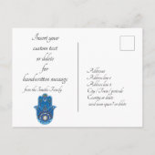 🕎 Happy Hanukkah, Hand Miriam, anpassbar Postkarte (Rückseite)