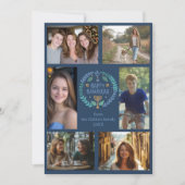 HAPPY HANUKKAH HandGezeichnet CUSTOM 6 FOTO Feiertagskarte (Vorderseite)