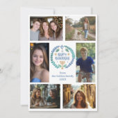 HAPPY HANUKKAH HandGezeichnet CUSTOM 6 FOTO Feiertagskarte (Vorderseite)