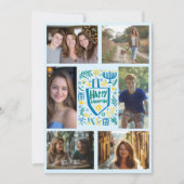 HAPPY HANUKKAH HandGezeichnet CUSTOM 6 FOTO Feiertagskarte (Vorderseite)