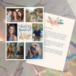 HAPPY HANUKKAH HandGezeichnet CUSTOM 6 FOTO Feiertagskarte<br><div class="desc">Hoffe, dass Ihnen dieses handgezeichnet Urlaubsdesign gefällt. Klicken Sie auf "Personalisieren", um Ihre eigenen Fotos und Texte zu bearbeiten und auf der Vorder- und Rückseite hinzuzufügen. Auch als digitaler Download zum Versenden per E-Mail oder SMS und rett auf Porto. Karo in meinem Shop für weitere passende Artikel wie Grußkarten, Postkarten,...</div>