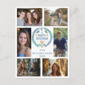 HAPPY HANUKKAH HandGezeichnet CUSTOM 6 FOTO Urlaub Postkarte (Vorderseite)