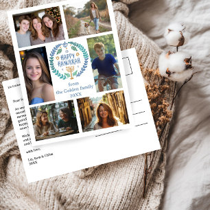 HAPPY HANUKKAH HandGezeichnet CUSTOM 6 FOTO Urlaub Postkarte