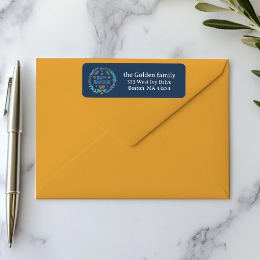 HAPPY HANUKKAH HandGezeichnet Urlaub Rücksendeadre