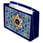 Happy Hanukkah / Happy Chanukah Große Geschenktüte (Rückseite Schrägansicht)