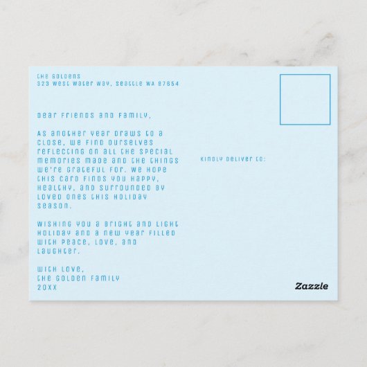 Happy Hanukkah Holiday CUSTOM 3 FOTOS Postkarte (Rückseite)