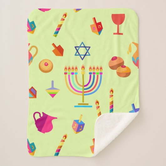 Happy Hanukkah Holiday dekorative Symbole für Sherpadecke (Vorderseite)