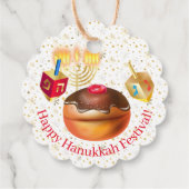 Happy Hanukkah Holiday Donuts und Menorah Gold Geschenkanhänger (Rückseite)