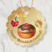 Happy Hanukkah Holiday Donuts und Menorah Gold Geschenkanhänger (Vorderseite)