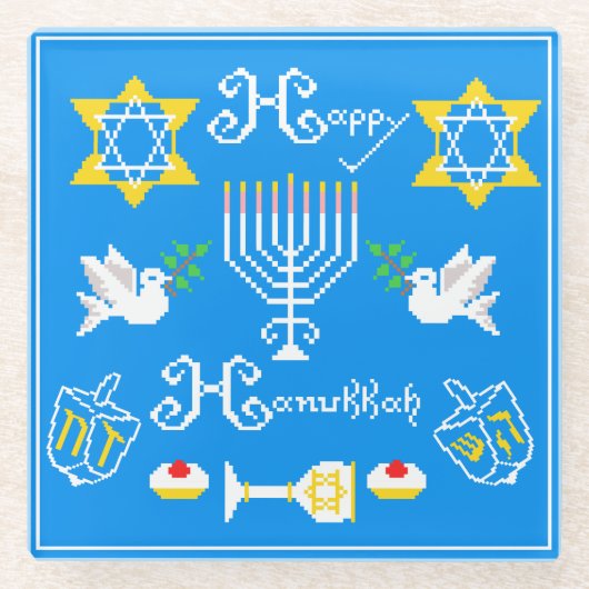 Happy Hanukkah Holiday Glasuntersetzer (Vorderseite)