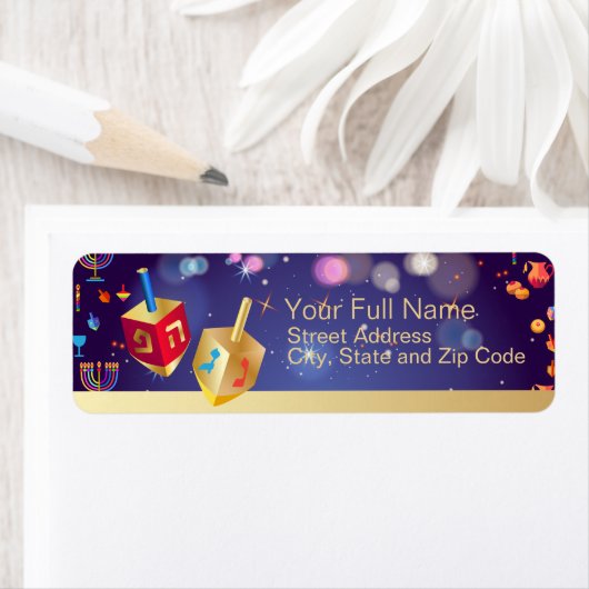 Happy Hanukkah Holiday Gold Hanukkah Menorah (Insitu)