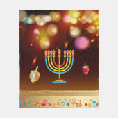 Happy Hanukkah Holiday Lights festliches Design Fleecedecke (Vorderseite)