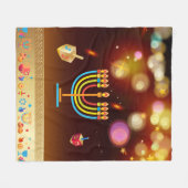 Happy Hanukkah Holiday Lights festliches Design Fleecedecke (Vorderseite (Horizontal))