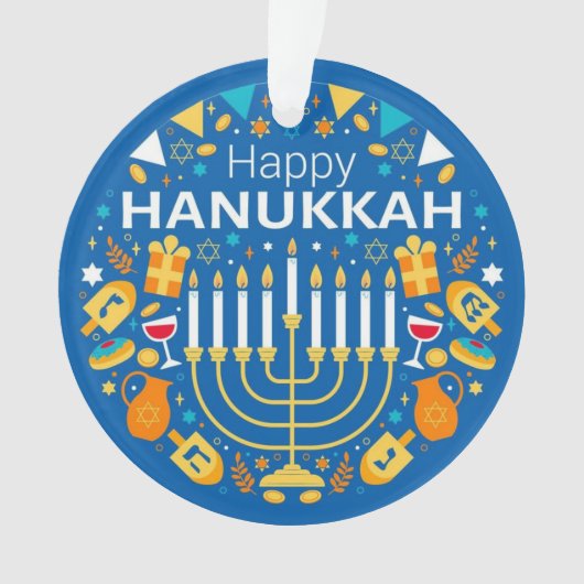 Happy Hanukkah Holiday Ornament (Vorderseite)
