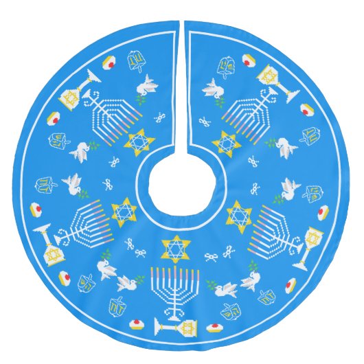 Happy Hanukkah Holiday Polyester Weihnachtsbaumdecke (Vorderseite)