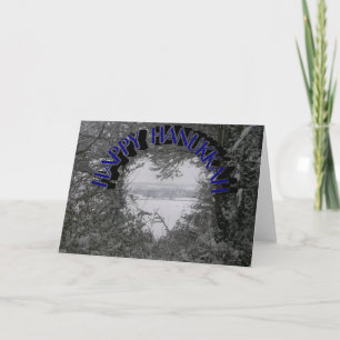 Happy Hanukkah Holidays White Winter Snow Foto Feiertagskarte