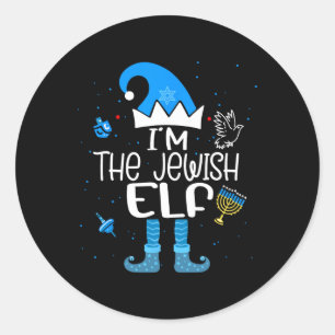 Happy Hanukkah Ich bin die jüdische Elf Familie We Runder Aufkleber